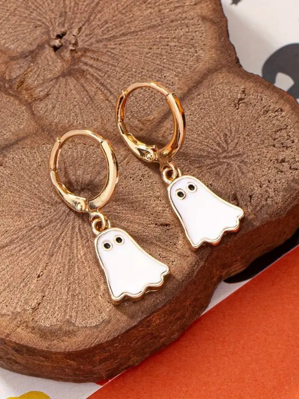 NWT White Enamel Ghost Earrings